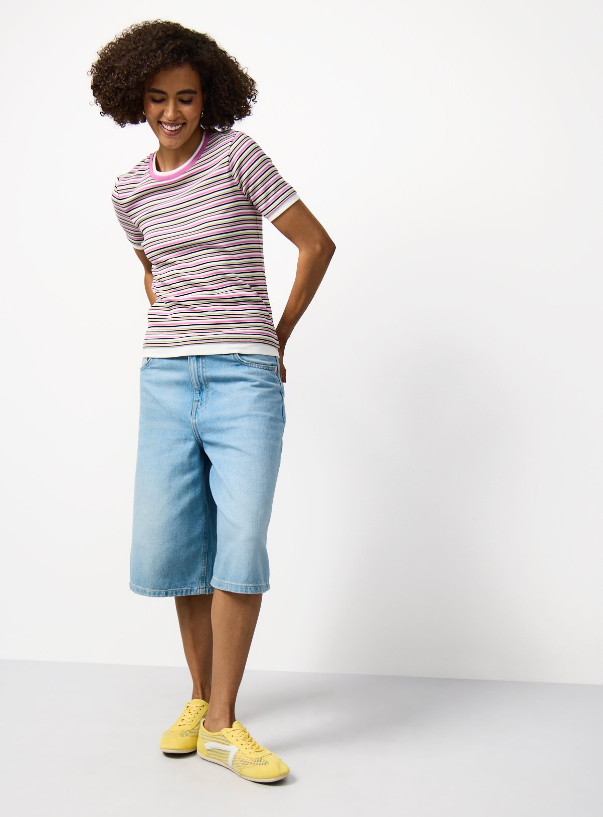 Pink Stripe Print Mock Layer T-Shirt 8 - Image 2 thumbnail